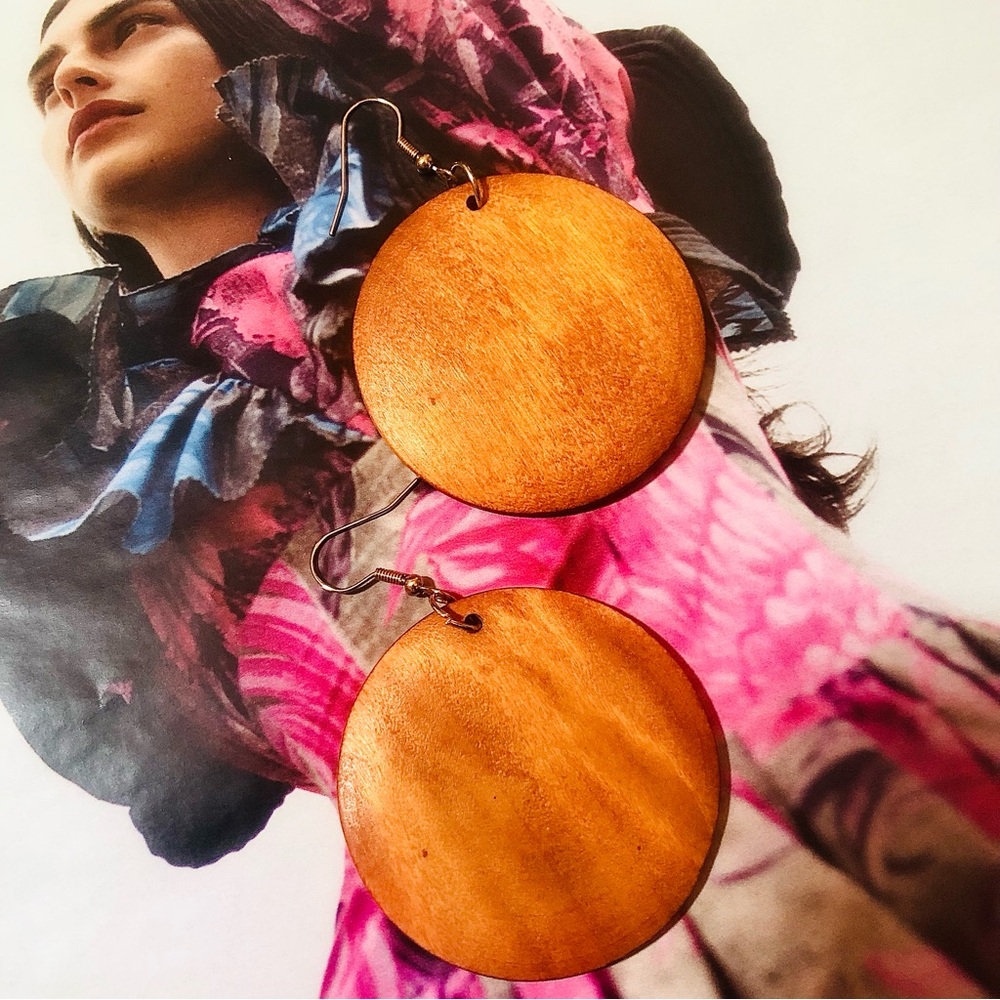 Three Bold & Bohemian: Ethnic-Inspired Wooden Dangle Earrings - Set - Picture 2 of 5